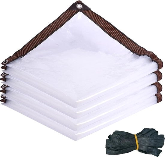 2 x 2 m, telo trasparente con anelli di fissaggio, telo impermeabile, telo impermeabile e stoffa con anelli di fissaggio, telo resistente all'usura, impermeabile, schermo vento, protezione da pioggia per terrazza