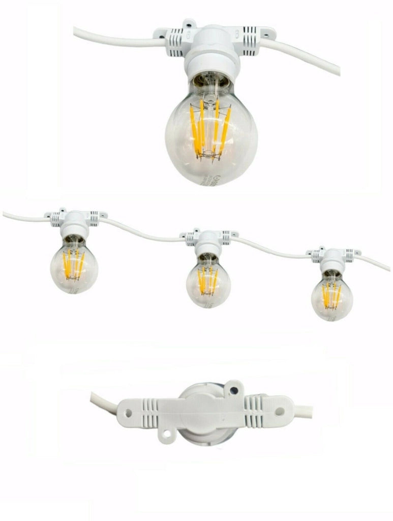 CATENA DI LUCI CORDONIERA LUMINOSA CORDA 10 MT CON PORTALAMPADA E27 CAVO BIANCO