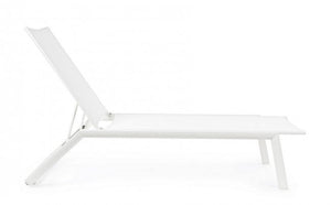 Set 4 Lettini Prendisole da Giardino 67x194x95h cm Cruise con Ruote Bianco