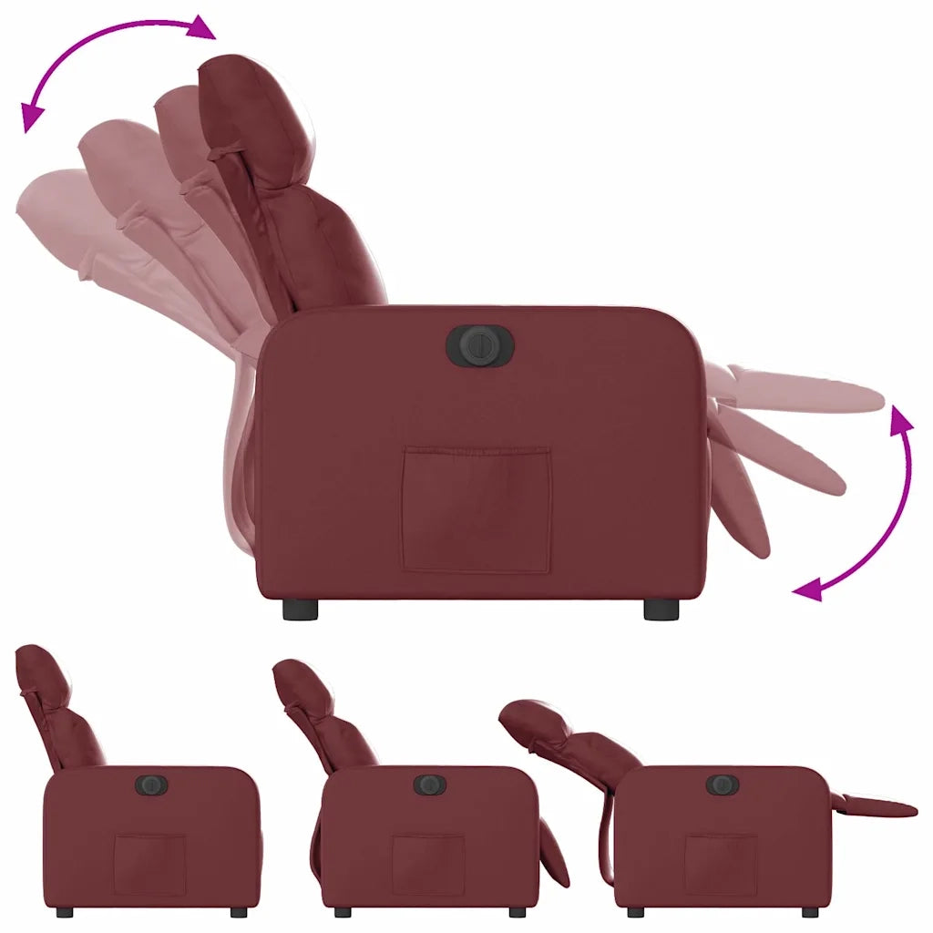 Poltrona Reclinabile Elettrica Rosso Vino in Similpelle 3206739
