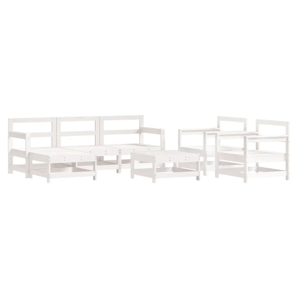 Set Divani da Giardino 7pz con Cuscini in Legno Massello Bianco 3185823