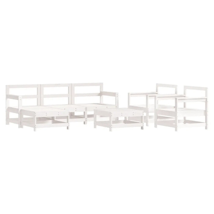 Set Divani da Giardino 7pz con Cuscini in Legno Massello Bianco 3185823