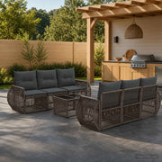Set Divano da Giardino 7 pz Grigio polyrattan 3435350
