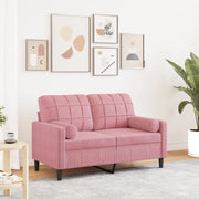 vidaXL Divano a 2 Posti con Cuscini Rosa 120 cm in Velluto