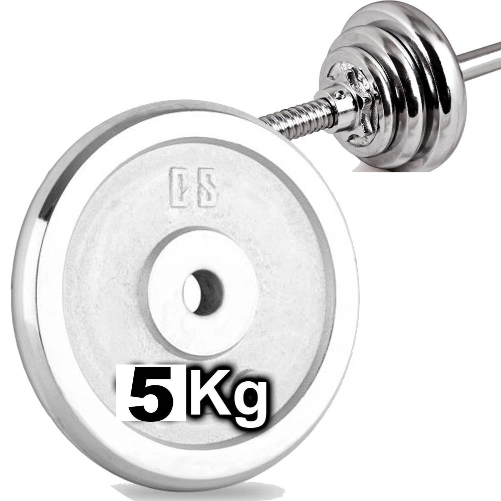 Trade Shop - Disco Olimpico In Acciaio Piastra Pesi Per Bilanciere Manubri Da 5 Kg Palestra -