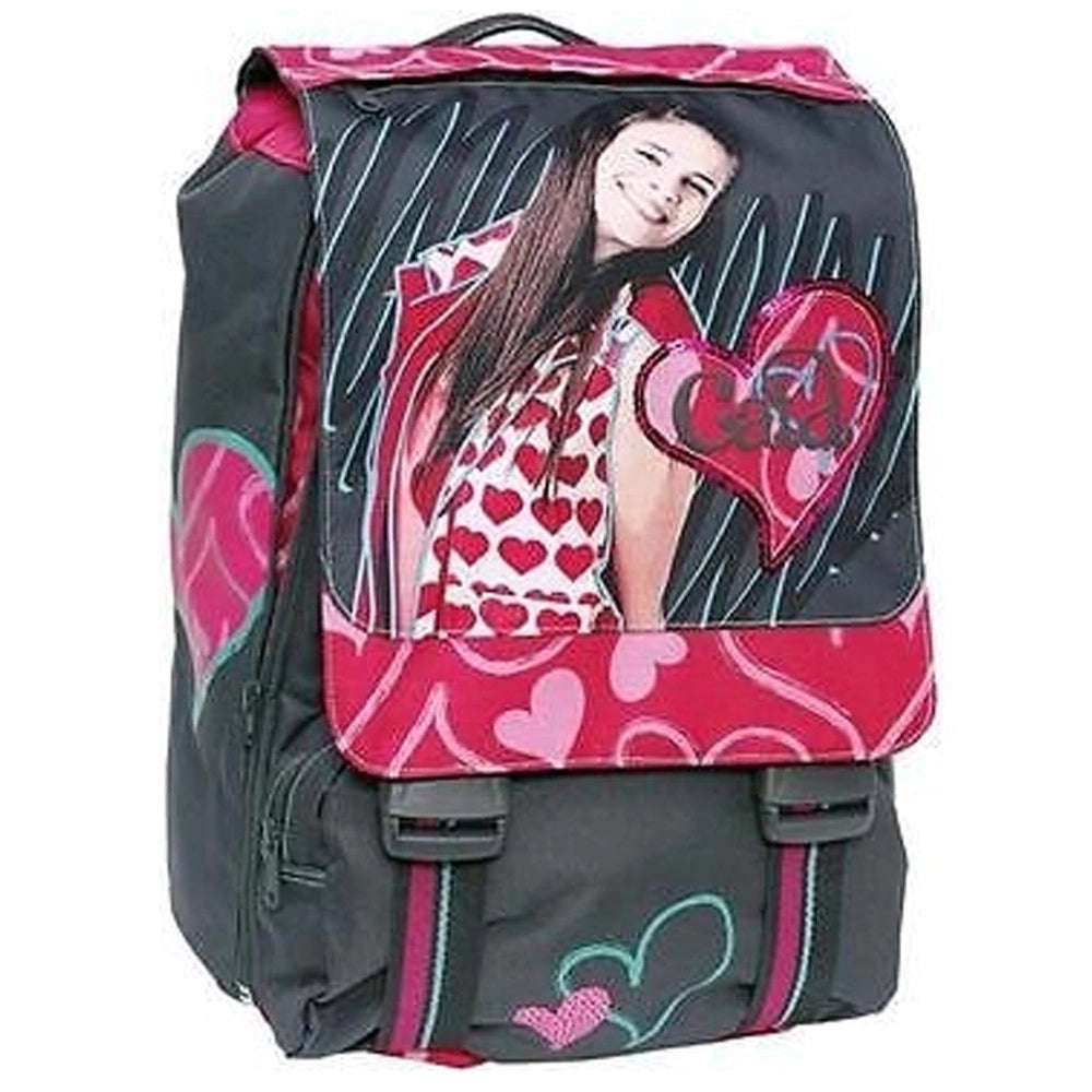 Trade Shop - Zaino Scuola Estensibile Cata Modello Ricamato Con Rilievi Su Tessuto -