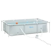 Piscina Fuori Terra Autoportante, Piscina Rigida Rettangolare con Filtro e Valvola in Acciaio e PVC, Grigio, 252x152x65cm
