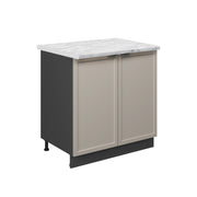 Mobile lavello cucina Fame-Line GrigioBeige/Antracite 80 cm con ripiano, PL Marmo Vicco