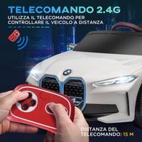 Macchina Elettrica per Bambini 12V con Licenza BMW I4 Bianca
