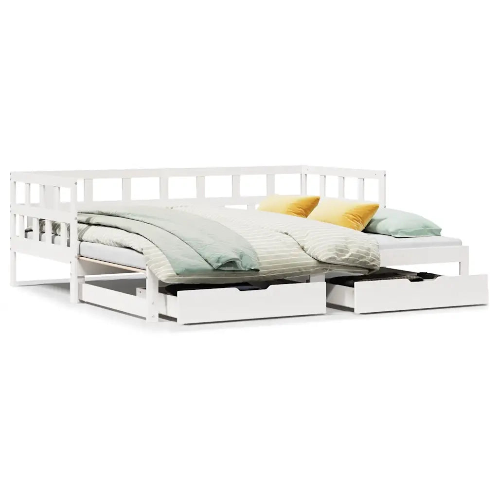 Letto Estraibile con Cassetti senza Materasso Bianco 80x200 cm