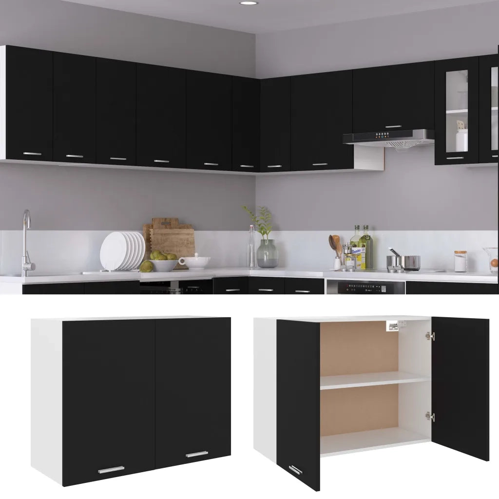Mobile Pensile Nero 80x31x60 cm in Legno Multistratocod mxl 72950