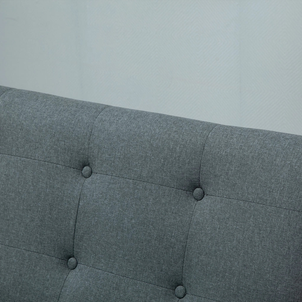 Divano a 2 posti compatto con imbottitura e rivestimento in lino grigio scuro per soggiorno 115 × 66,5 × 73 cm