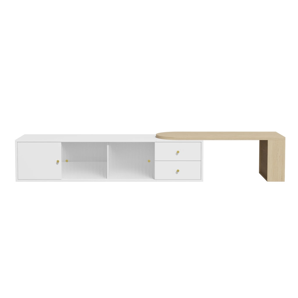 Mobile TV con 2 cassetti; 2 ante scorrevoli e LED RGB - per soggiorno - 175×40×35.5 cm
