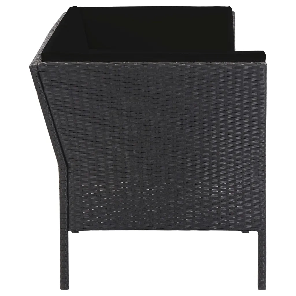 Set Divani da Giardino 6 pz con Cuscini in Polyrattan Nero cod mxl 31561