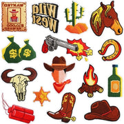 Pannelli cowboy con tema occidentale - 15 pezzi - Adesivi applicabili con cucitura - Decorazioni con tema cowboy - Pannelli per riparazioni di alta qualità in poliestere