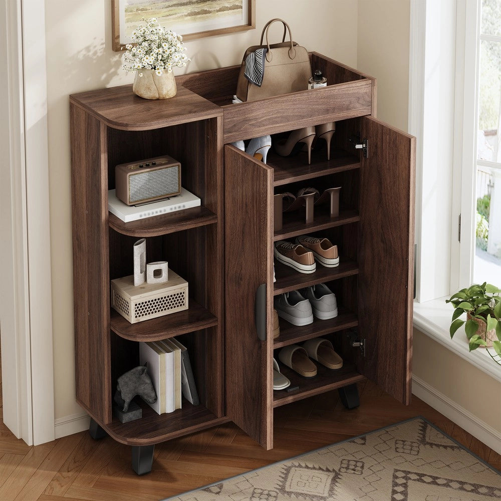 Scarpiera Slim con Ante e Ripiani ¨C MINIMAL ¨C Legno, Salvaspazio per Ingresso