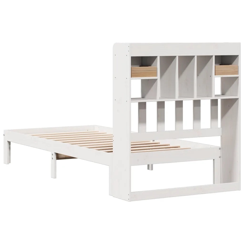 Letto Libreria senza Materasso Bianca 90x200 cm Legno di Pino 3322596