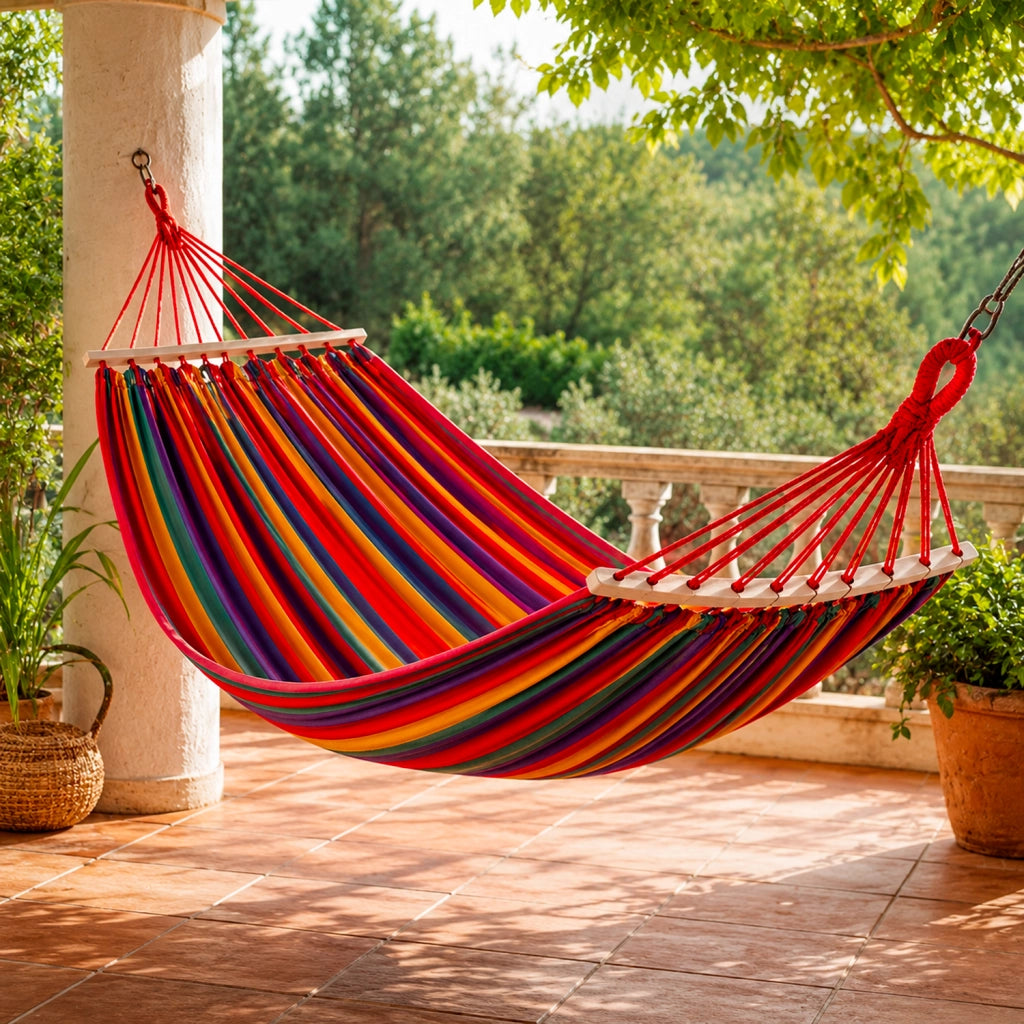 Amaca In Tessuto Con Custodia Da Trasporto E Barre In Legno Da 40 Cm Supporto Resistente Per Giardino Campeggio Spiaggia Relax Outdoor 275 X 155 Cm Rosso