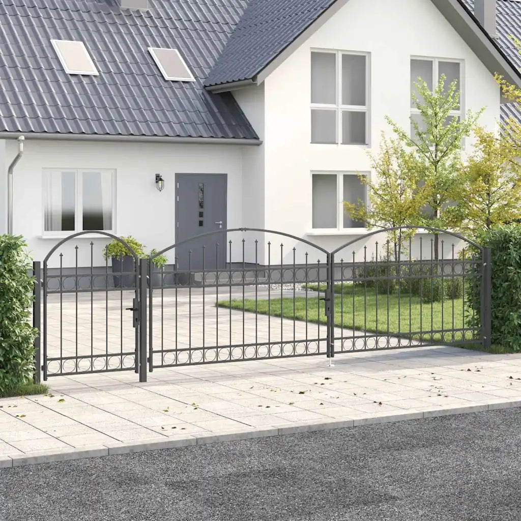 Cancello da Giardino con Parte Superiore Arcuata Assen Grigio