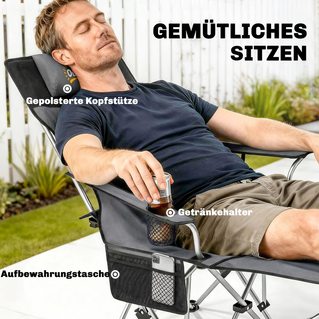 Sedia da pranzo pieghevole con poggiapiedi e portabevande ¨C zephmum ¨C Grigio