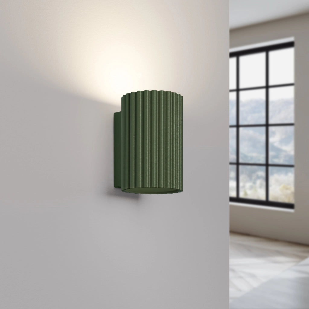 Applique moderna verde oliva tubo 10cm su/giù GU10 GRAVIO