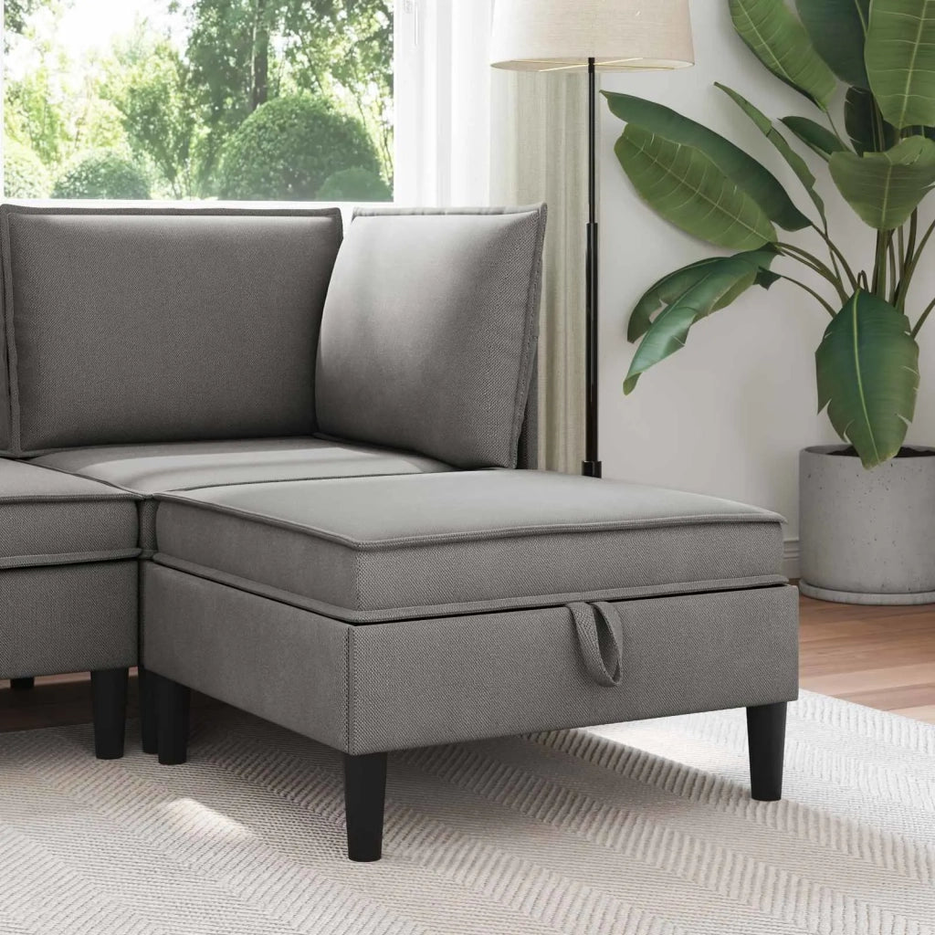 Pouf con Storage Grigio scuro Velluto