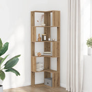 Libreria Angolare 5Ripiani Rovere Artigianale 50x50x179cm Legno