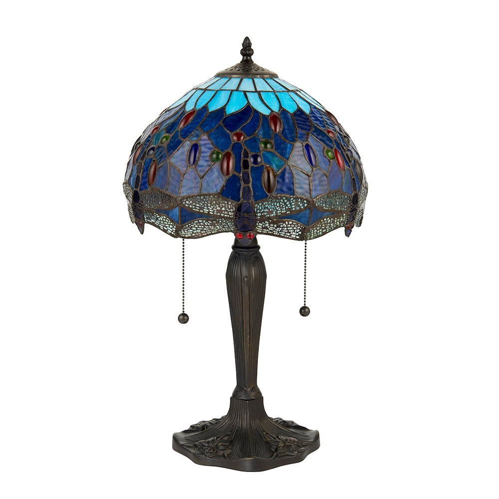Lampada da tavolo Tiffany Dragonfly Blue vetro 2xE27