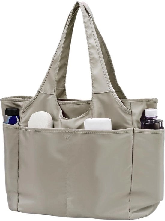 Tas da donna shopper grande con chiusura a righello e impermeabile per spese, viaggio, yoga, sport e uso quotidiano (grigio)