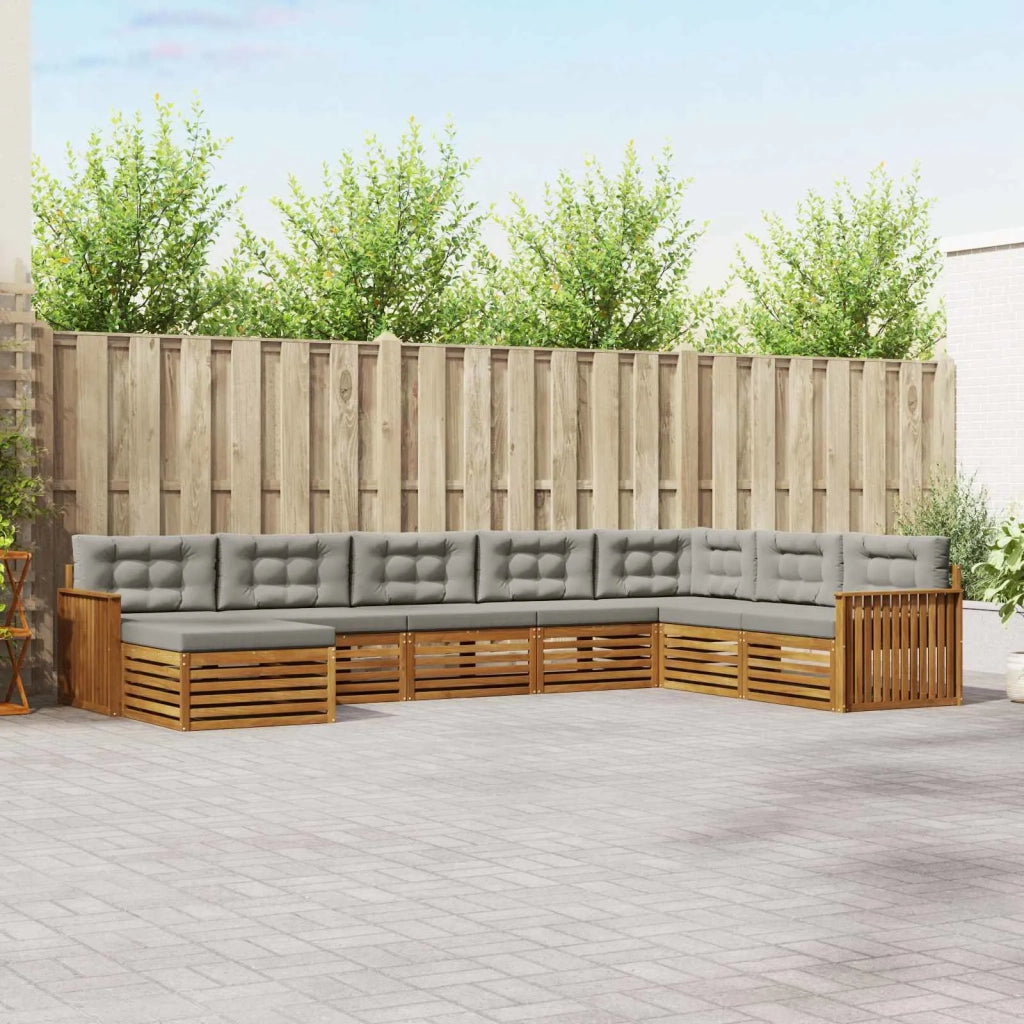 Set di divani da esterno 8 pcs Grigio Naturale e Chiaro
