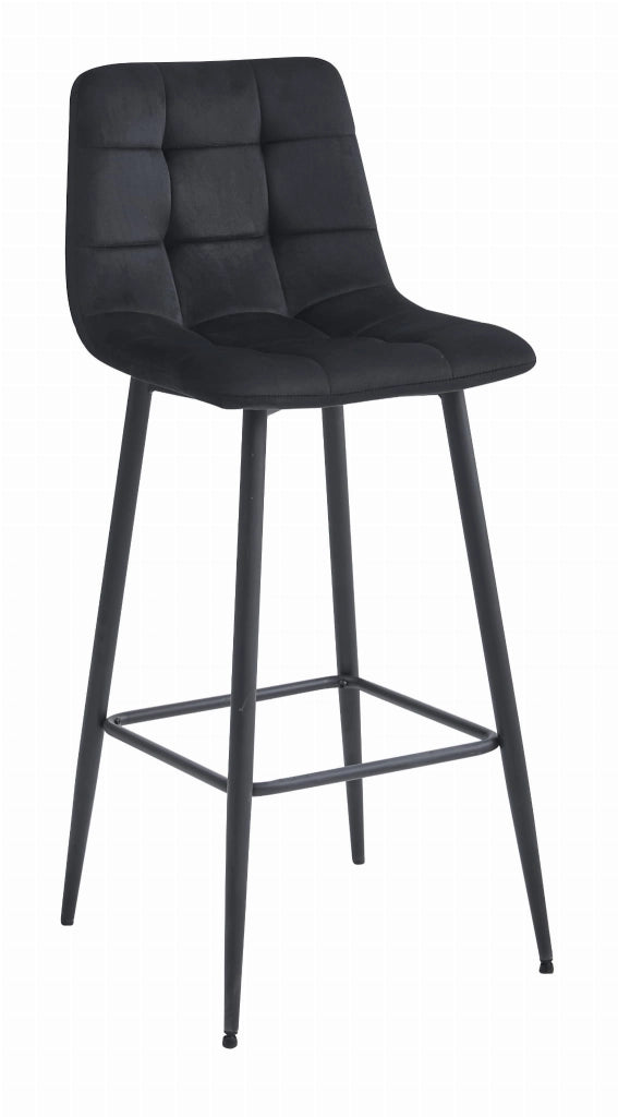 Sgabelli da bar Valora TEOTO in velluto nero con gambe in acciaio nero x2
