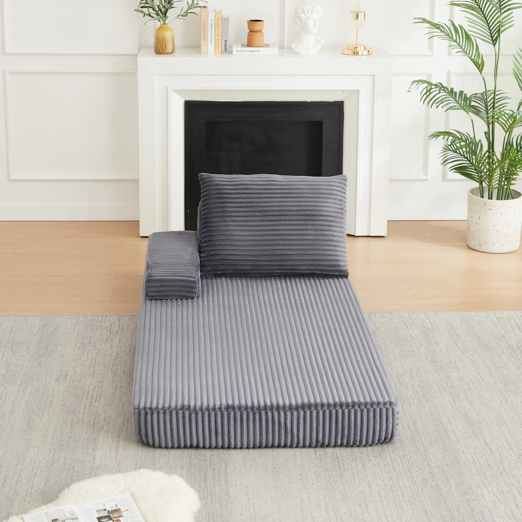DIVANO modulare 211 cm grigio in corduroy con braccioli regolabili