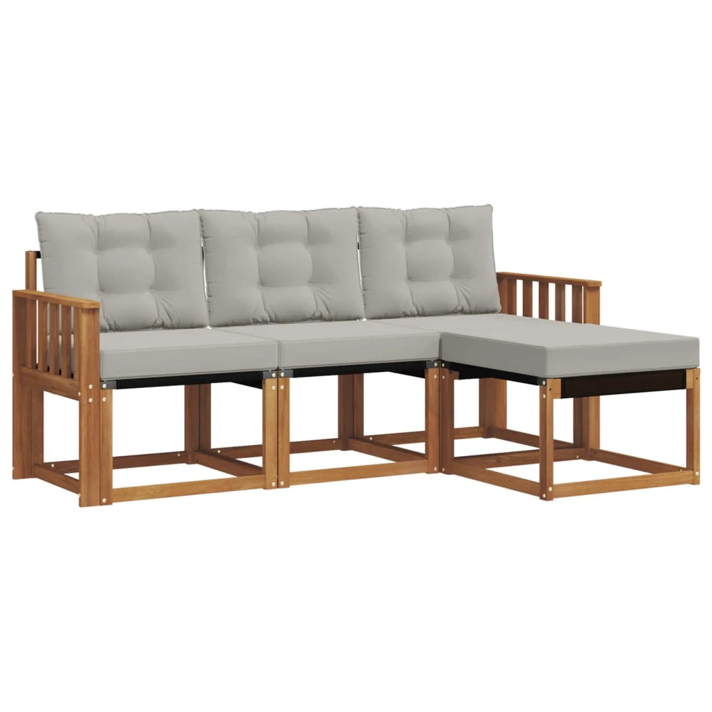 Set di divani da esterno 4 pcs Grigio Naturale e Chiaro 3368542