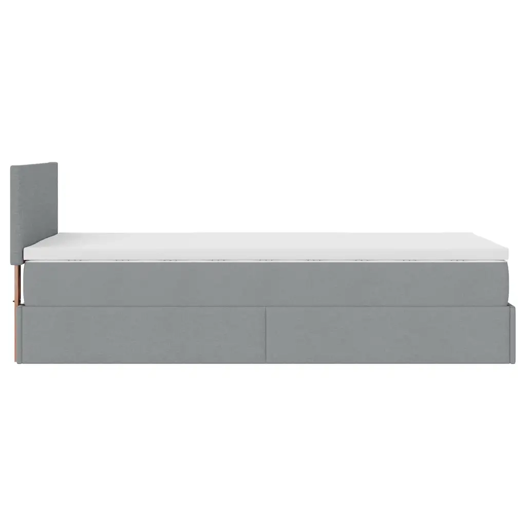 vidaXL Pouf Letto con Materasso Grigio Chiaro 90x200 cm in Tessuto