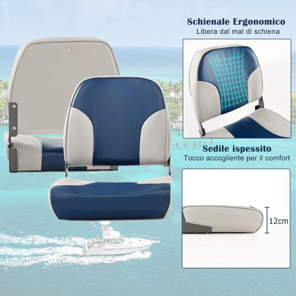 Sedie per Barca, con Schienale Basso, Sedile del timoniere con Tessuto Impermeabile, Imbottitura in Spugna e Cerniere in Alluminio, Adatto alla Maggior Parte delle Basi (Modello 3)
