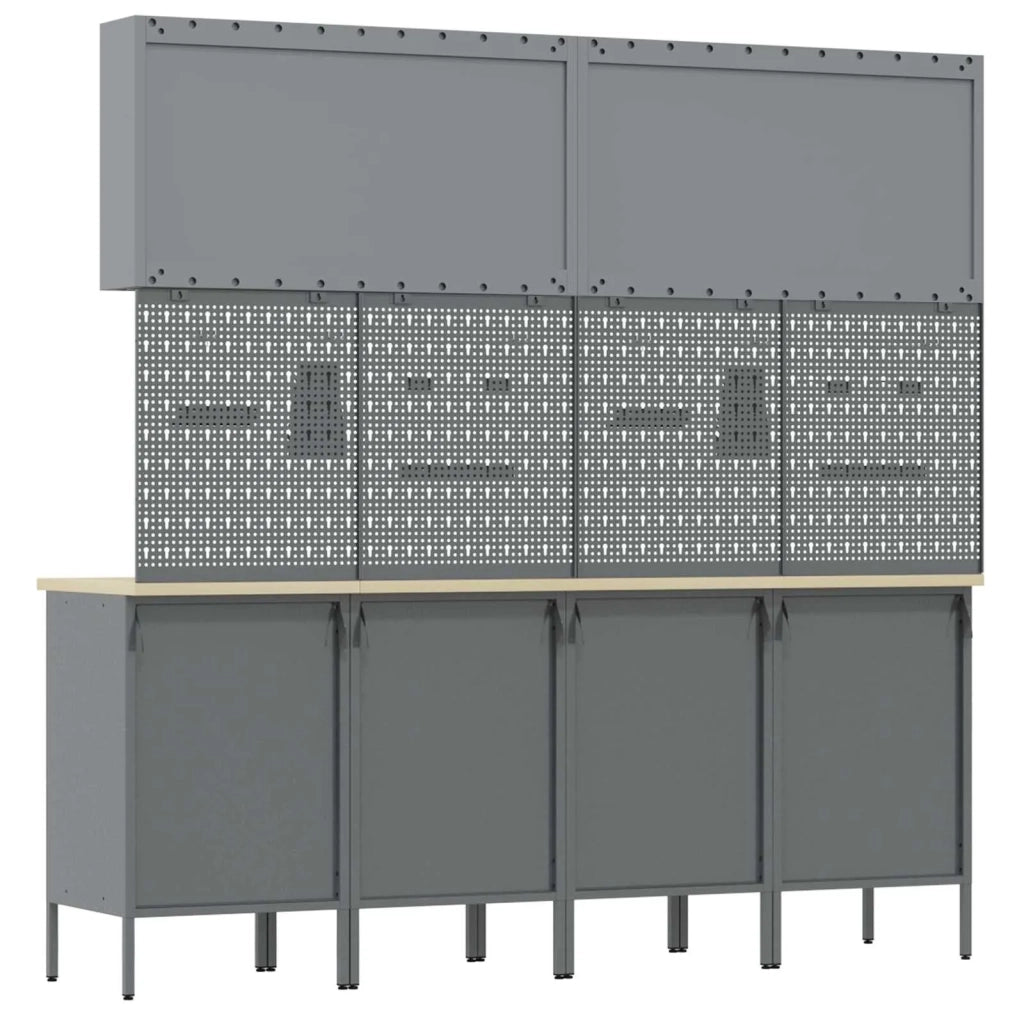 Mobile da lavoro 10 pcs Nero Legno ingegnerizzato e acciaio 3321482
