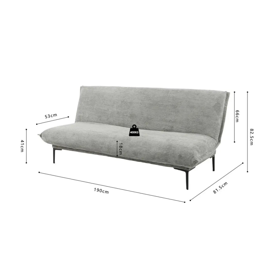 Divano letto VELARIS – Tessuto velluto grigio scuro – Struttura in legno – Materasso integrato – Elegante e compatto