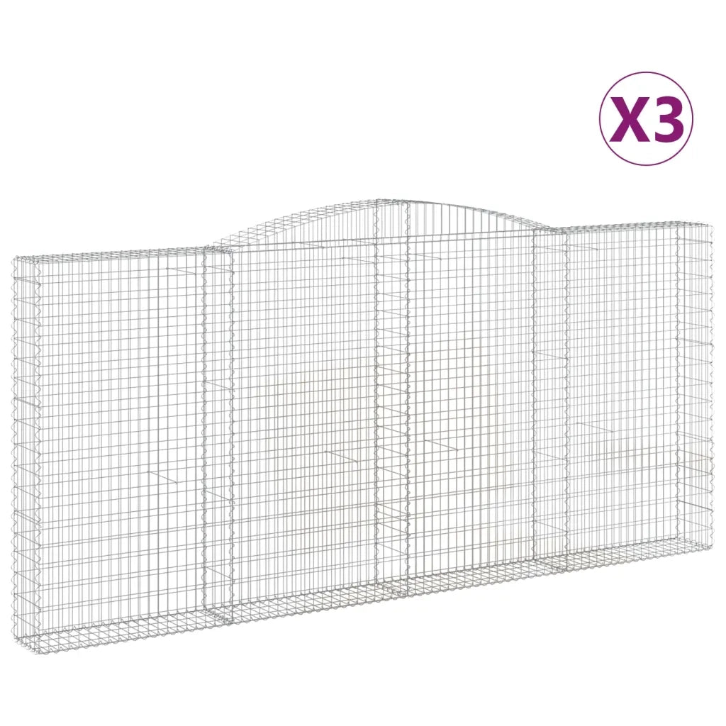 Cesti Gabbioni ad Arco 3 pz 400x30x180/200 cm Ferro Zincato 3146919