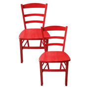 SET 2 SEDIE PAESANA IN LEGNO CON SEDUTA COMPATTA E SCHIENALE ALTO H 87 X L 45 X P 40 CM COLORE ROSSO