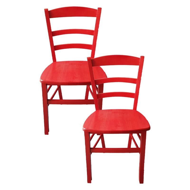 SET 2 SEDIE PAESANA IN LEGNO CON SEDUTA COMPATTA E SCHIENALE ALTO H 87 X L 45 X P 40 CM COLORE ROSSO