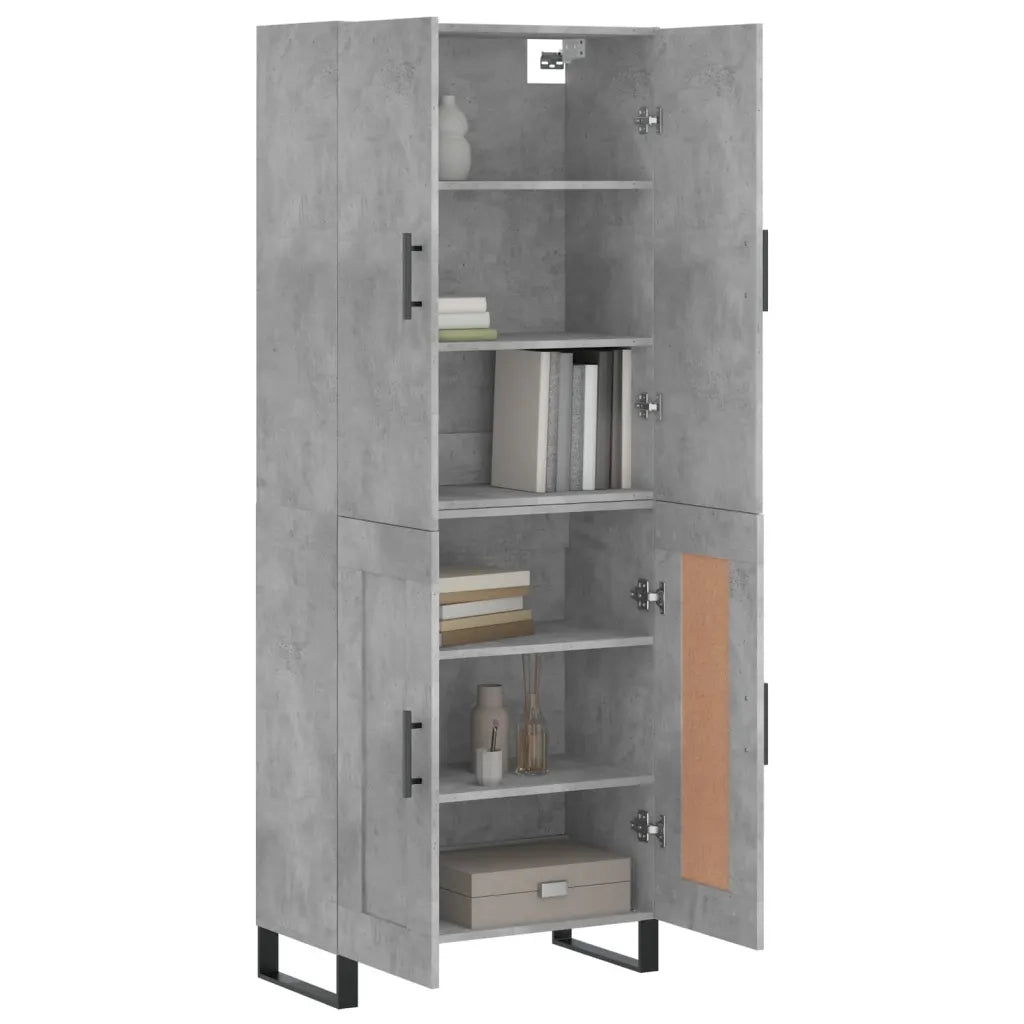 Credenza | Madia | Buffet da pranzo | Armadio da pranzo Grigio Cemento 69,5x34x180 cm in Legno Multistrato