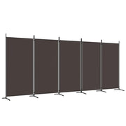 Divisorio a 5 Pannelli-Set di 5 pannelli Paravento Marrone 433x180 cm in Tessuto