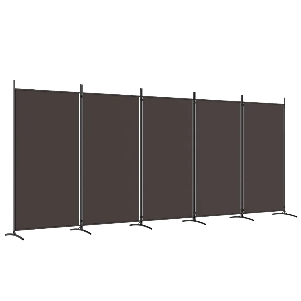 Divisorio a 5 Pannelli-Set di 5 pannelli Paravento Marrone 433x180 cm in Tessuto