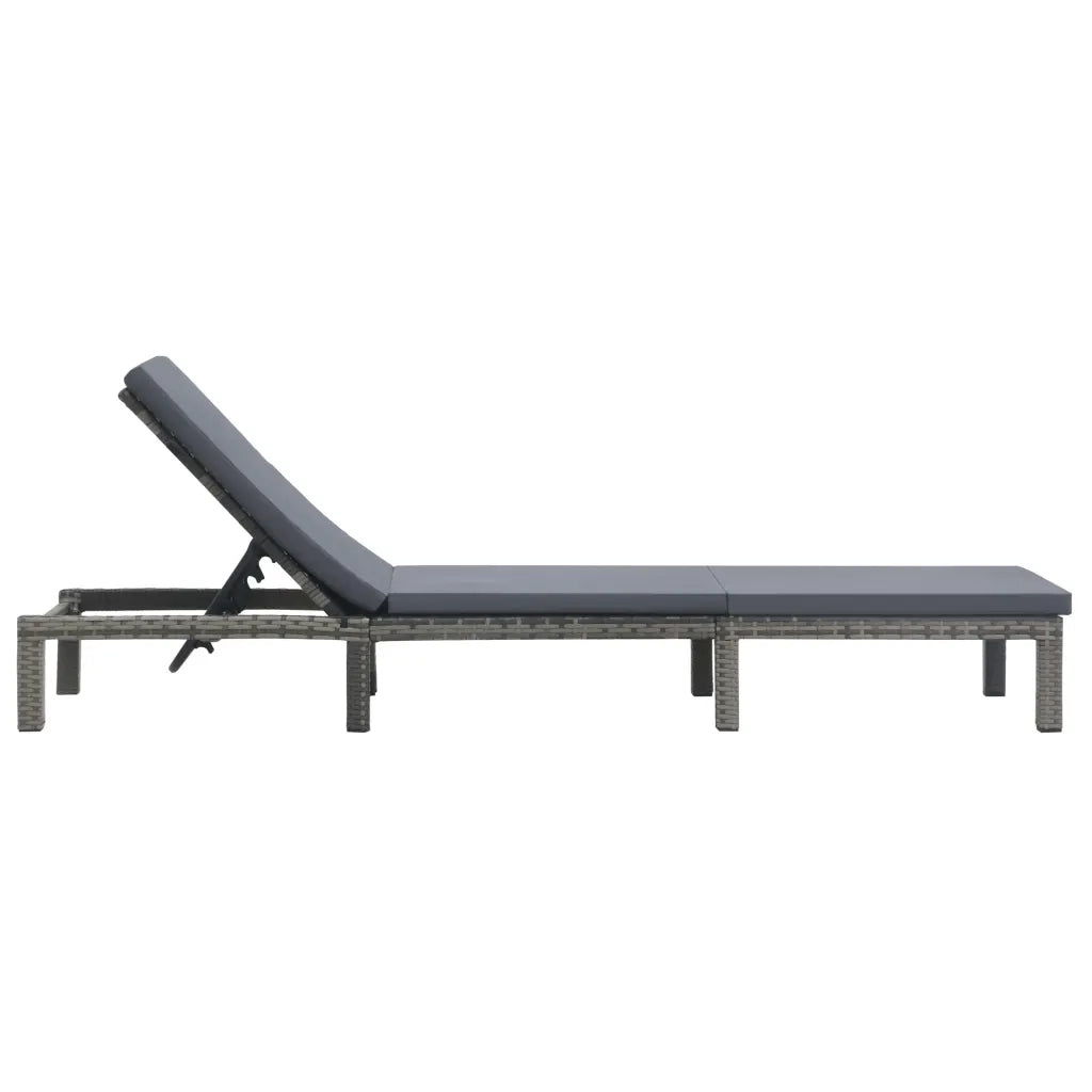 Lettino Prendisole | Sdraio da giardino | Lettino da sole con Cuscino in Polyrattan Antracite