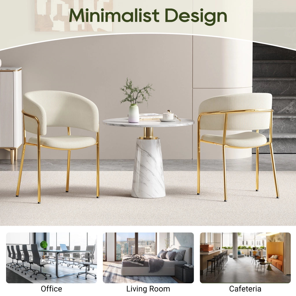 Sedia da pranzo con schienale ergonomico e piedini regolabili antiscivolo in tessuto a coste beige