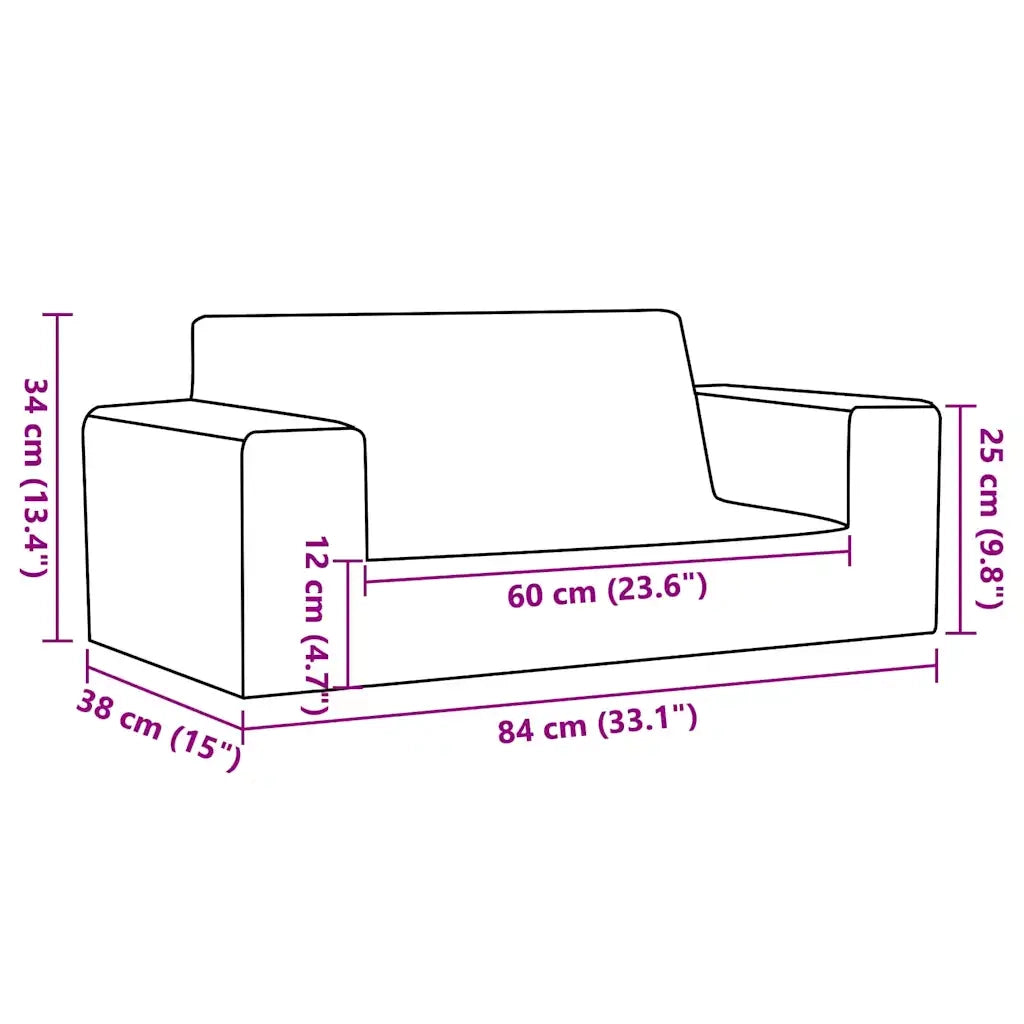 Divano per Bambini 2 Posti-Sofa-Divanetto Rosa in Morbido Peluche 916224