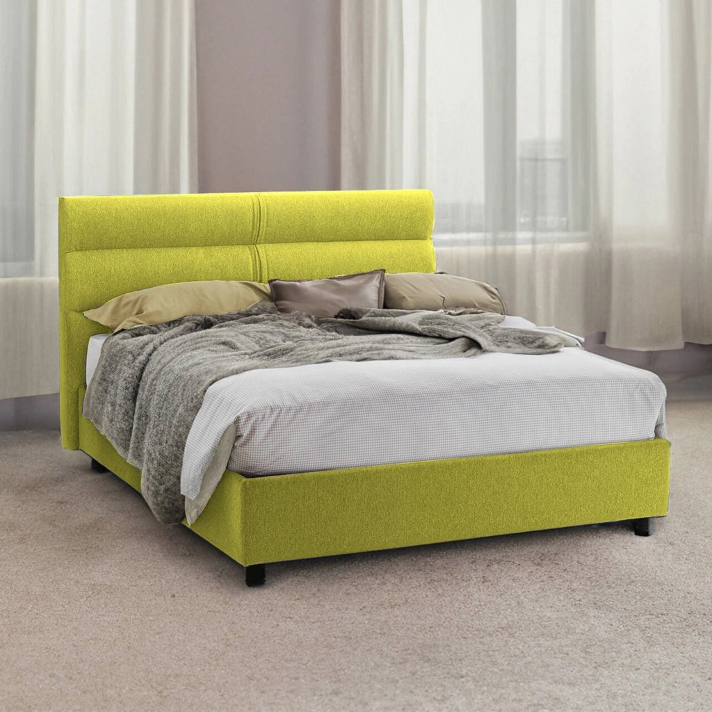 Letto Matrimoniale Brienno, Letto Matrimoniale Sfoderabile Made in Italy, Verde