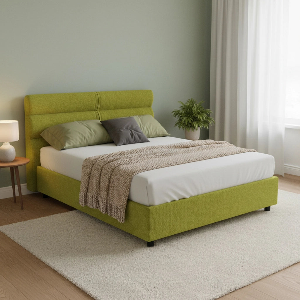 Letto Matrimoniale Brienno, Letto Matrimoniale Sfoderabile Made in Italy, Verde