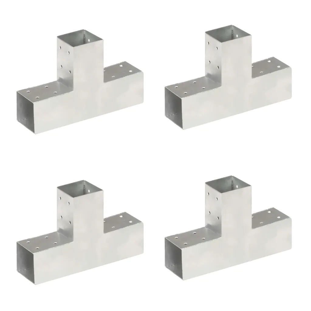 Connettori per Pali a Forma di T 4 pz Metallo Zincato 71x71 mm cod mxl 61434