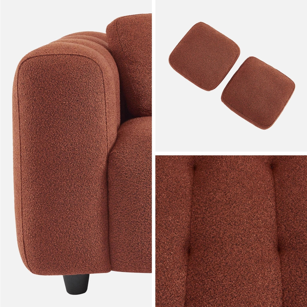 Divano in bouclé testurizzato, 2 posti, terracotta